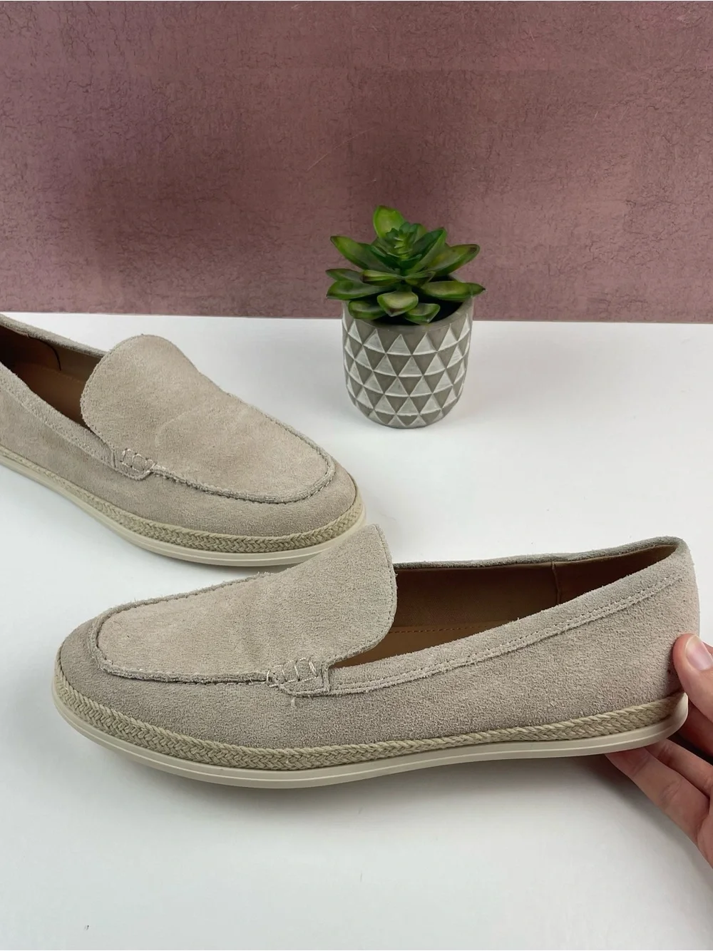 Marc Fisher Cream Tan Jerick Leather Slip On Loafer Shoes Women Size 8.5M